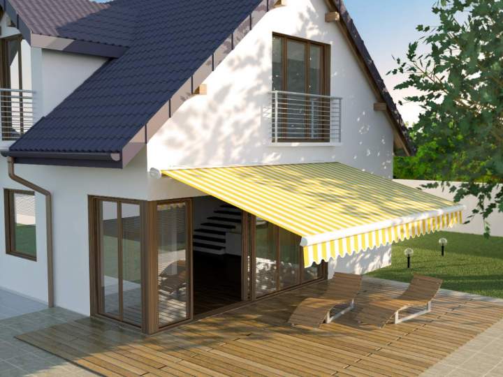 Une terrasse ombragée, un espace à l’abri du soleil.